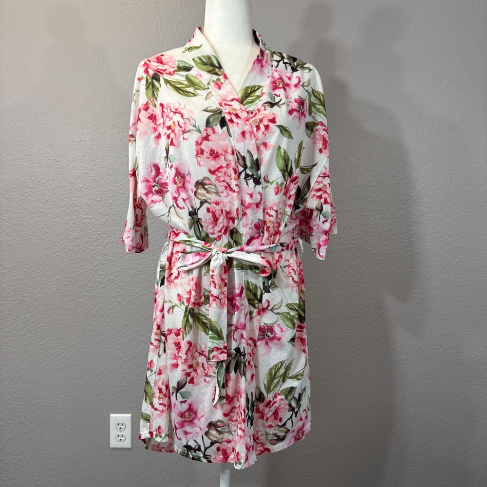 Show Me Your Mumu Size O/S Pink Garden of Blooms Brie Kimono Robe